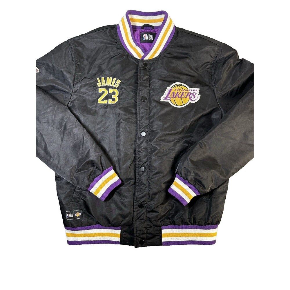 LeBron James NBA Los Angeles Lakers Satin Bomber Varsity Jacket Medium